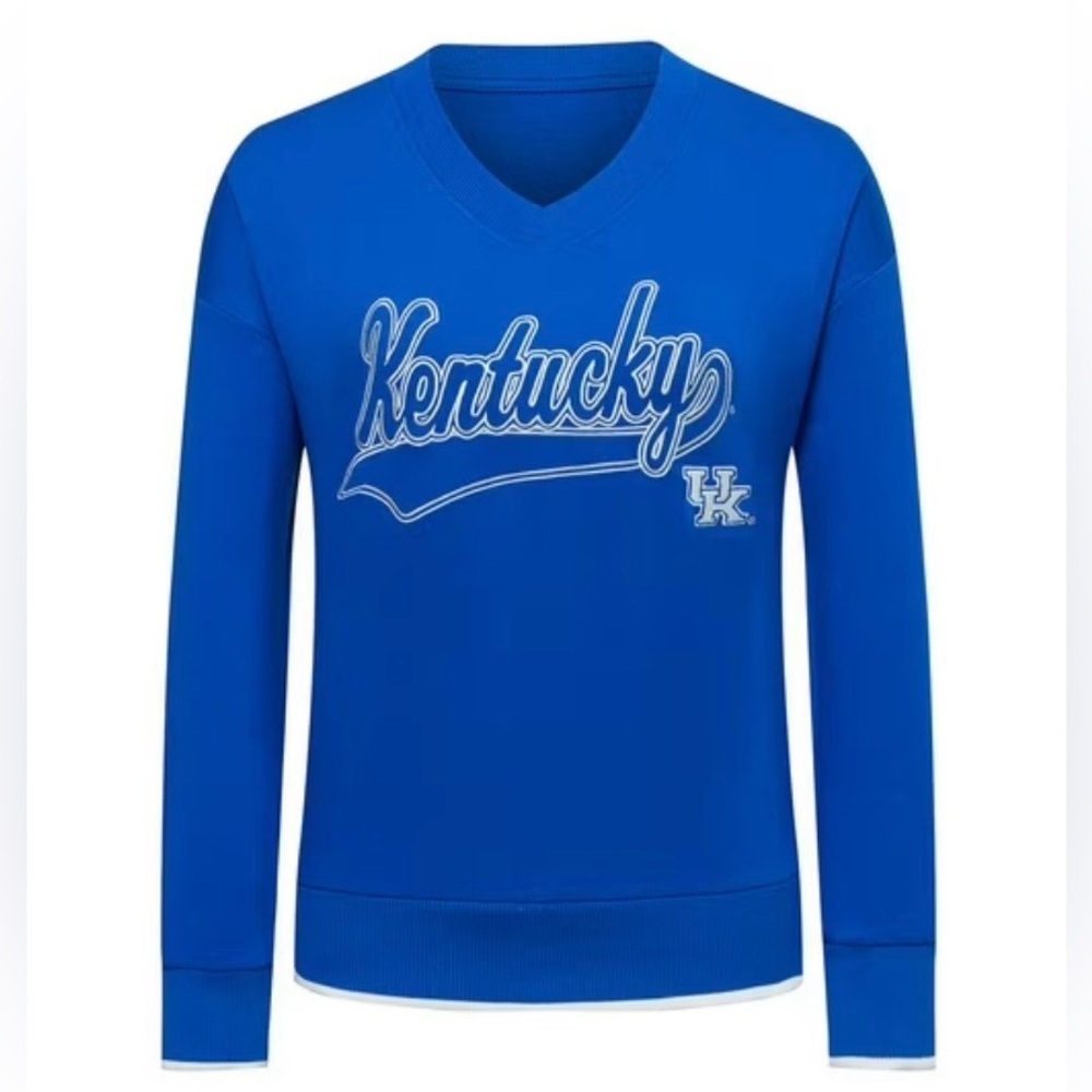 liv casual Women’s NCAA Wildcats Kentucky U Light Sweatshirt Pullover Blue/White - Picture 4 of 9